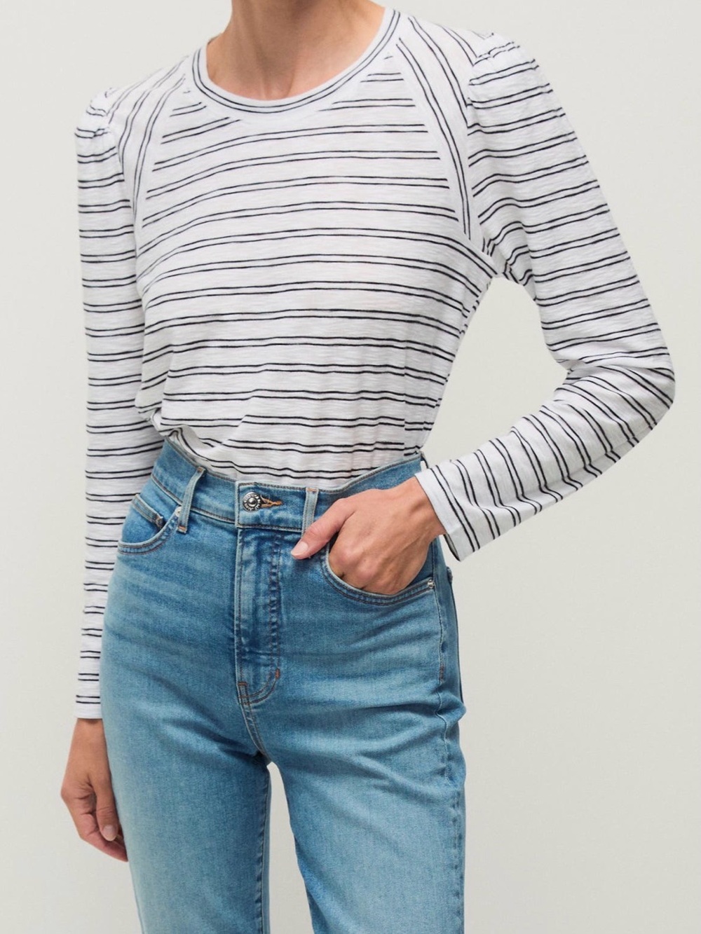 Veronica Beard Mason Stripe Long Sleeve T-Shirt $148